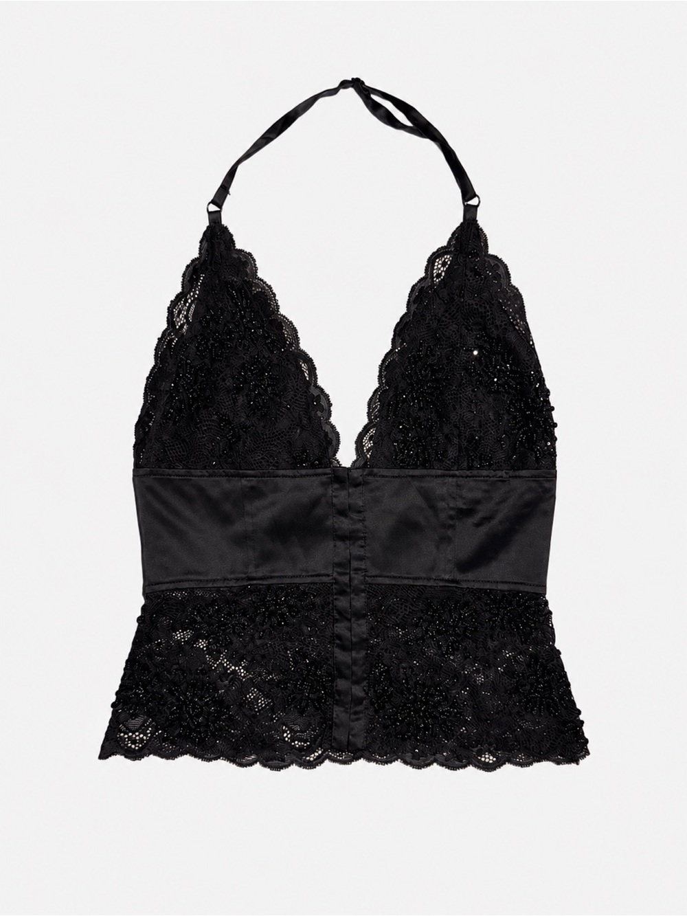 Y2K Black Fairy Beaded Halter Top